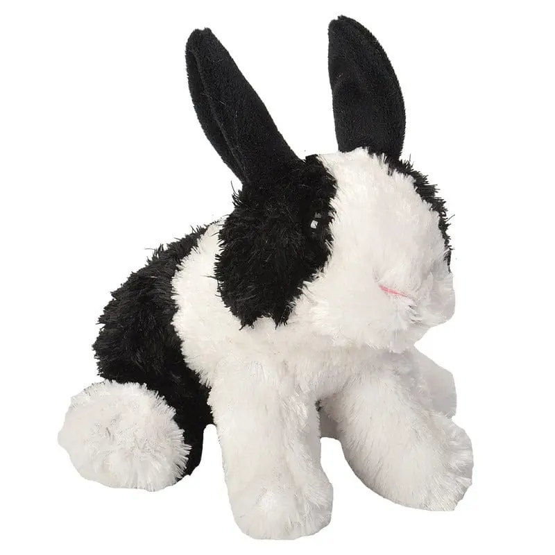 Alleen Vandaag Wild Republic Hollander konijn knuffel - pluche - zwart/wit - 18 cm