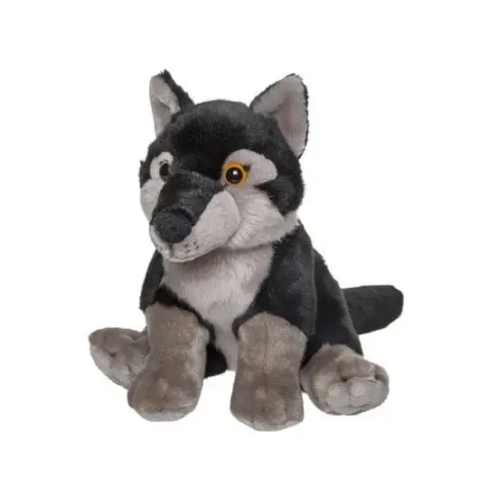 Rechtstreeks Van De Fabrikant Nature Planet wolf knuffel - pluche - 24 cm - zwart/grijs