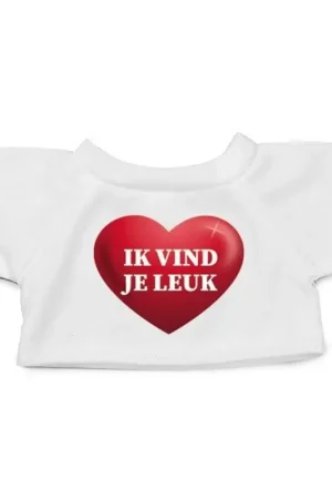 Clothies knuffelkleding T-shirt wit - ik vind je leuk - M Actieprijs
