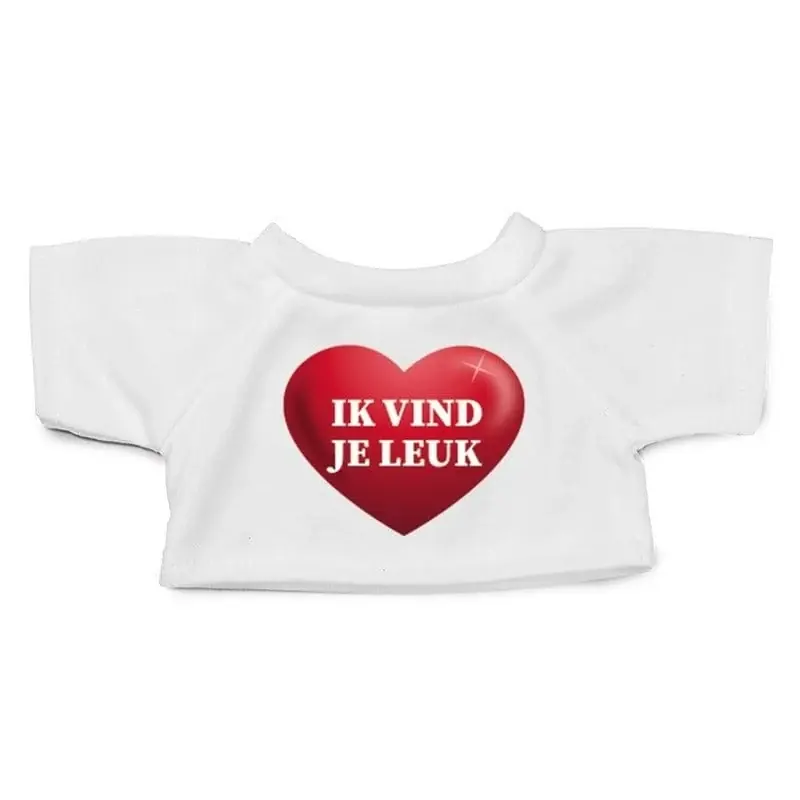 Clothies knuffelkleding T-shirt wit - ik vind je leuk - M Actieprijs