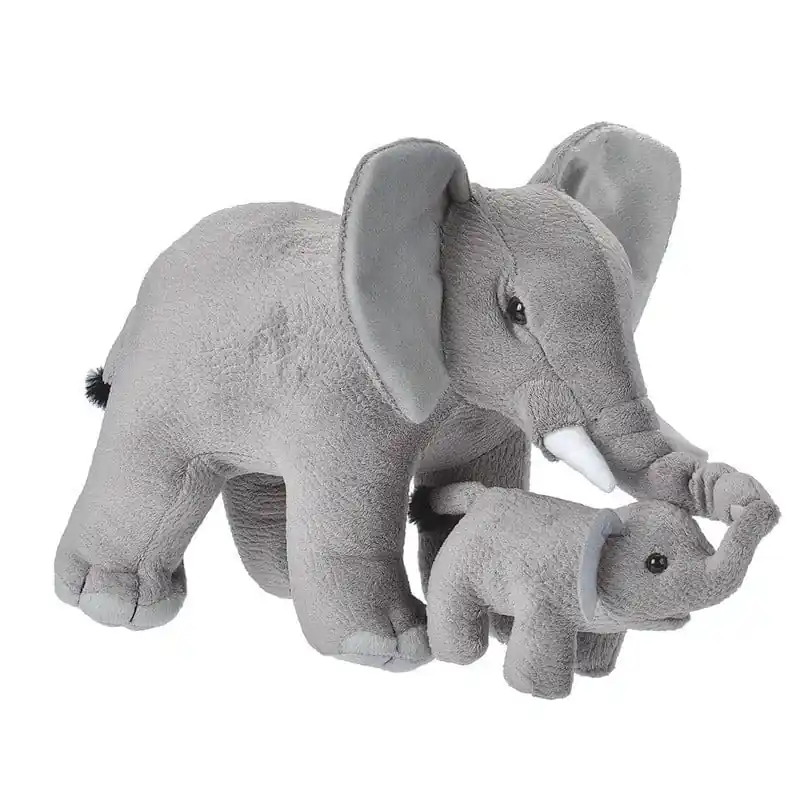 Favoriet Pluche olifant met kalfje - grijs - 38 cm - knuffel