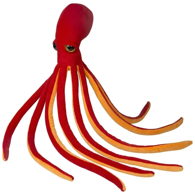 Seizoensaanbieding Nature Planet octopus knuffel - pluche - 100 cm - rood