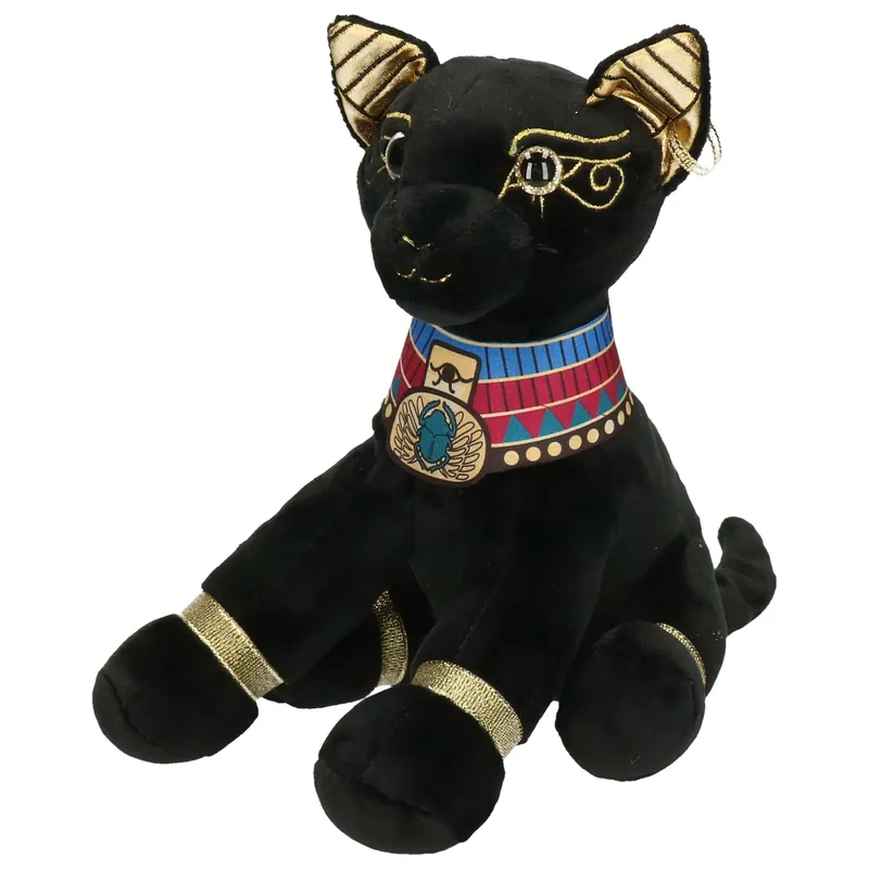 Nature Planet bastet kat knuffel - zwart - 20 cm - pluche Op = Op