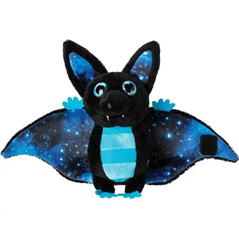 Aanbieding Vleermuis knuffel - pluche - blauw/zwart - 17 cm - glow in the dark