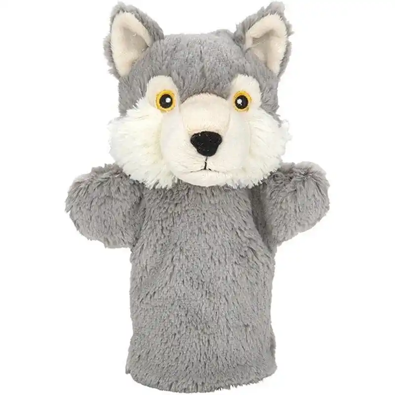 Pluche wolf handpop - knuffel - 24 cm - wolf Direct Beschikbaar