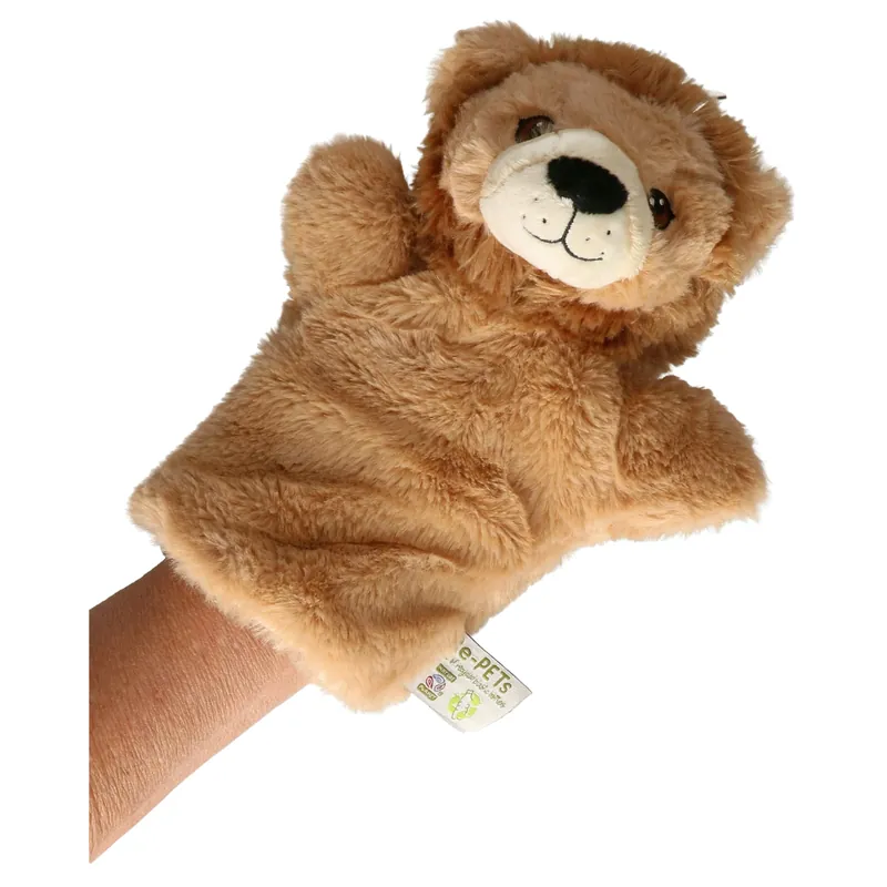 Nature Planet handpop leeuw - pluche - 24 cm - bruin Goedkoop