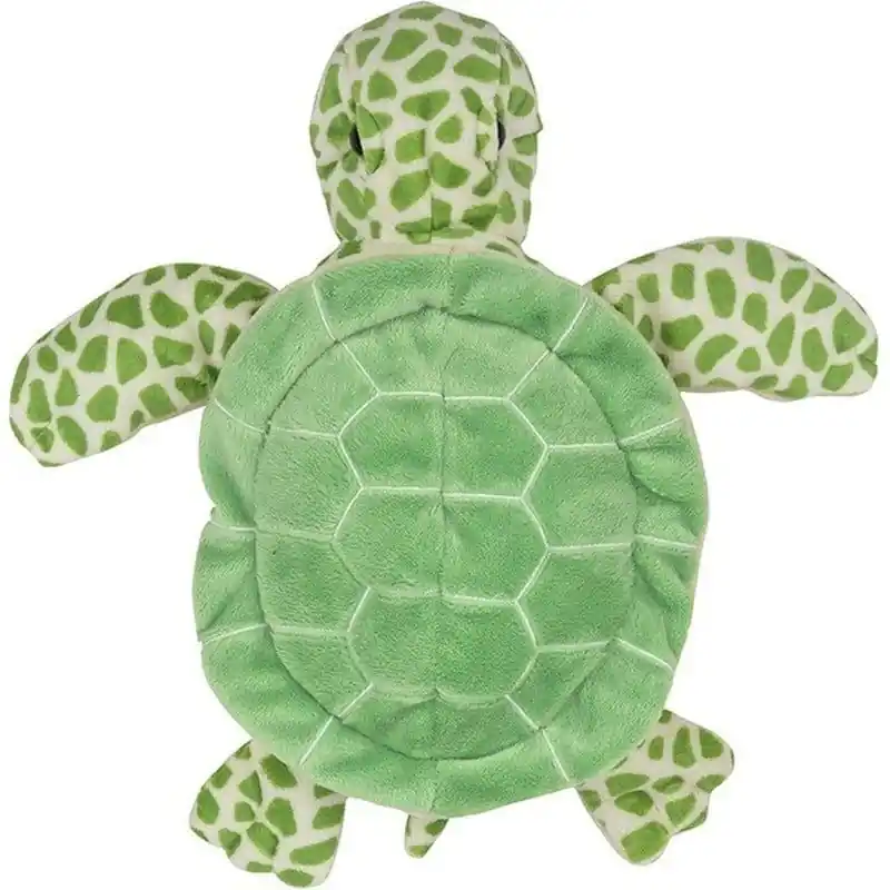 Pluche groene zeeschildpad handpop - knuffel - 24 cm Rechtstreeks Van De Fabrikant