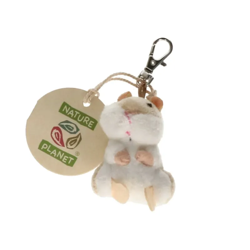 Nature Planet hamster sleutelhanger - pluche - 6 cm - knuffel - dieren sleutelhangers Gecertificeerd
