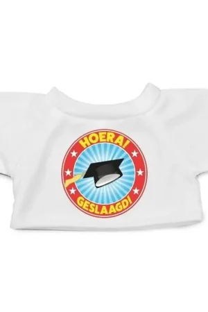 Aanbieding Knuffel kleding - Hoera Geslaagd t-shirt - wit - maat M