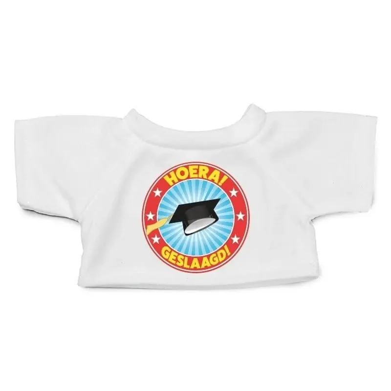 Aanbieding Knuffel kleding - Hoera Geslaagd t-shirt - wit - maat M