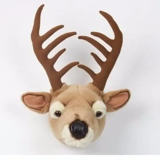 Gratis Retour Pluche hert dierenhoofd knuffel 35 cm voor de muur