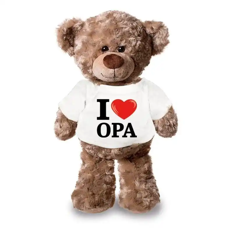 I Love Opa knuffelbeer - pluche - 24 cm - met shirt Dagaanbieding