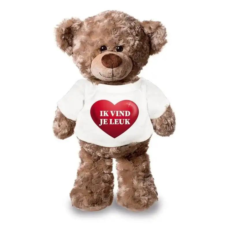Knuffel teddybeer hartje - pluche - 24 cm - shirt Uitverkoop