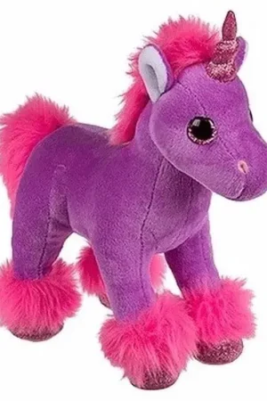 Pluche eenhoorn knuffel - paars - 18 cm - kraalogen - knuffel Laatste Versie
