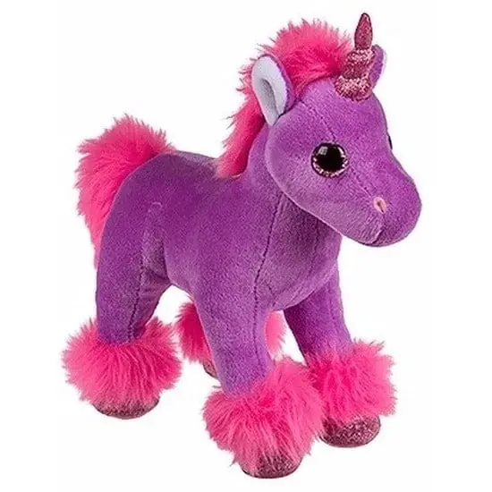 Pluche eenhoorn knuffel - paars - 18 cm - kraalogen - knuffel Laatste Versie