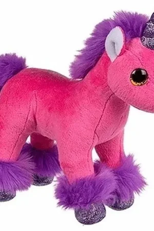 Koop Online Eenhoorn knuffel - fuchsia roze - pluche - 18 cm - kraalogen