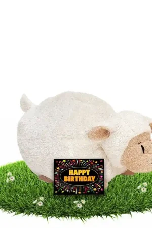 Superprijs Verjaardag knuffel schaapje - pluche - 26 cm - met kaart