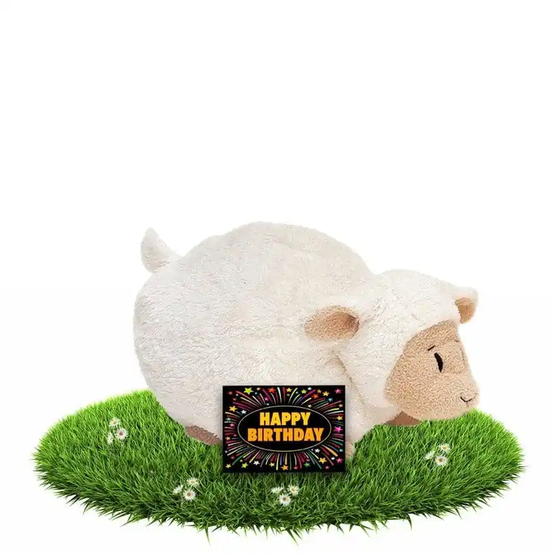 Superprijs Verjaardag knuffel schaapje - pluche - 26 cm - met kaart