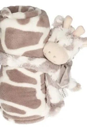 Baby/kinder dekentje met koe/stier knuffel - wit/grijs - kraamcadeau Rechtstreeks Van De Fabrikant