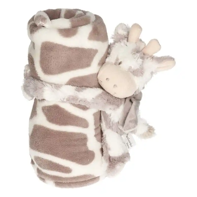 Baby/kinder dekentje met koe/stier knuffel - wit/grijs - kraamcadeau Rechtstreeks Van De Fabrikant