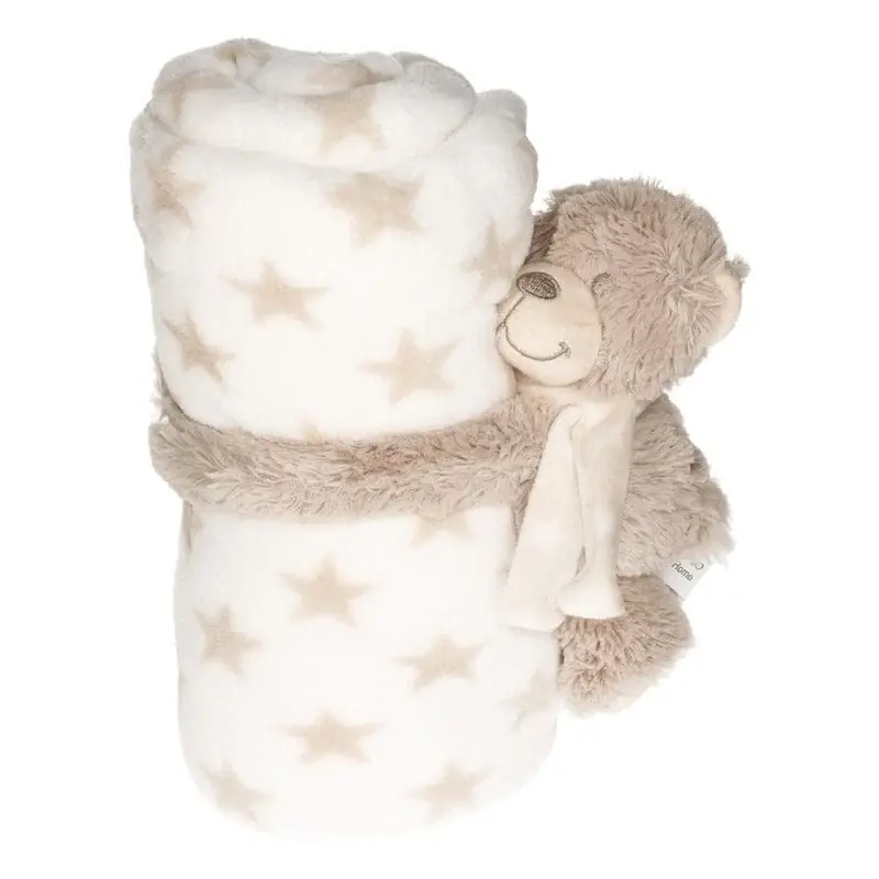 Baby/kinder wit dekentje met knuffelbeer - zacht - kraamcadeau Gratis Retour