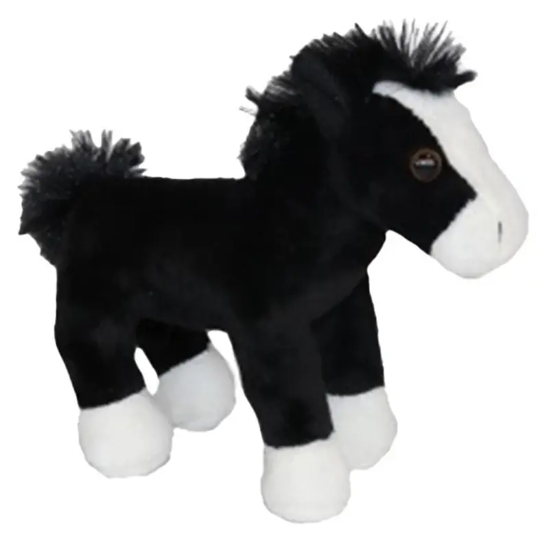 Pluche paardje - zwart - 19 cm - boerderijdier - knuffel Dagaanbieding