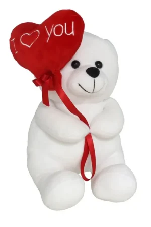 Tijdelijk Beschikbaar Pluche knuffelbeer - I Love hartje - wit/rood - 30 cm