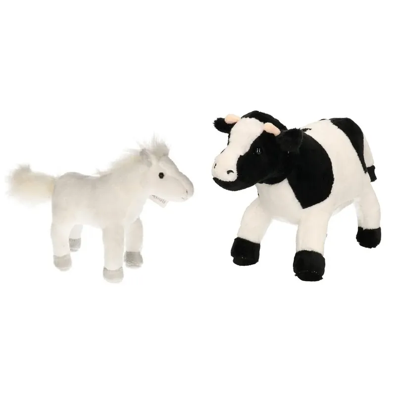 Nu Kopen Cornelissen pluche boerderijdieren knuffel set - koe en paard - 20 cm