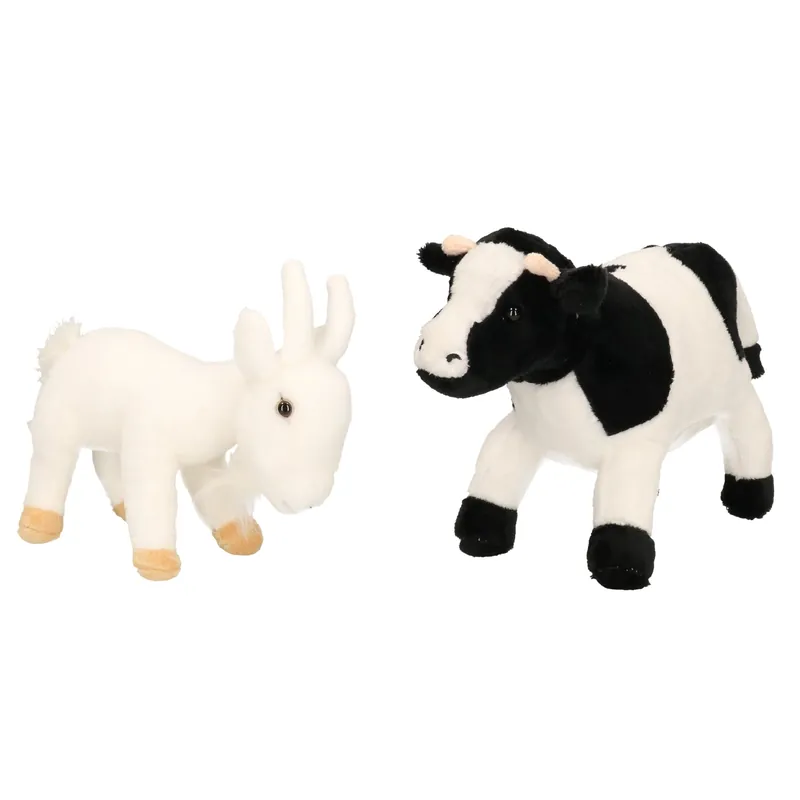 Cornelissen boerderijdieren knuffelset - koe en geit - pluche - 20 cm Seizoensaanbieding