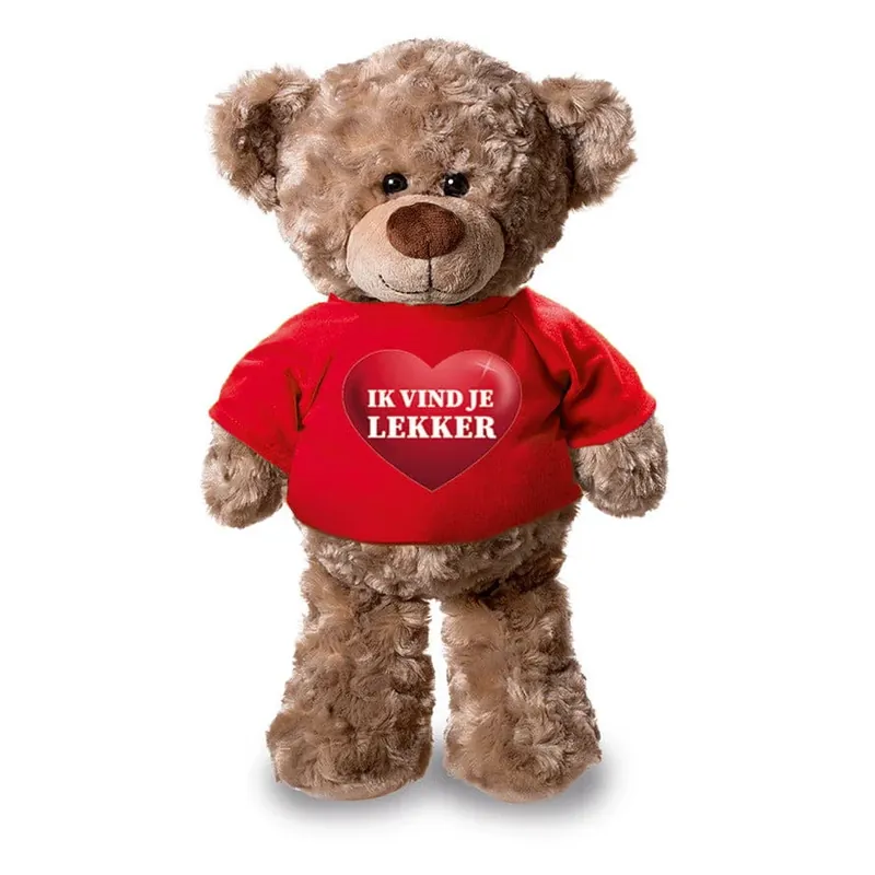 Teddybeer knuffel - pluche - 24 cm - met shirt Actieprijs