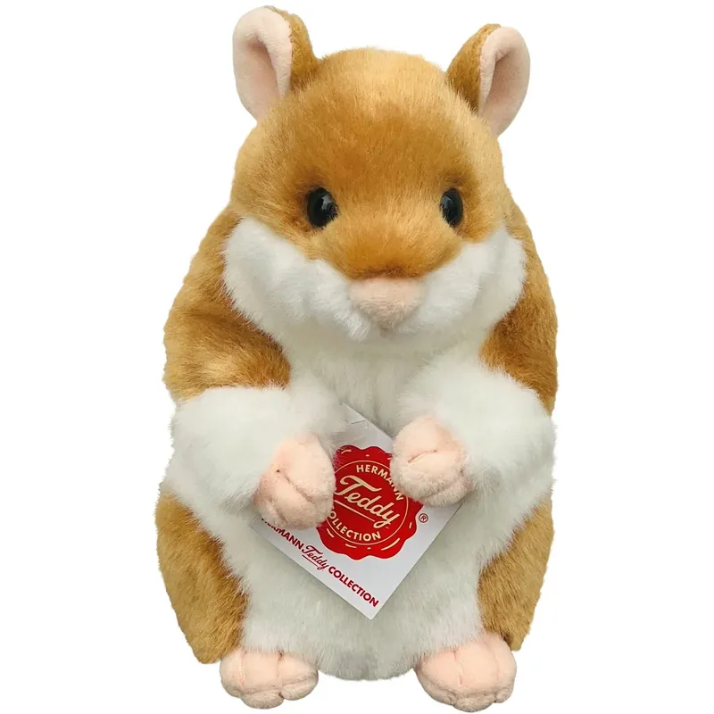 Hermann Teddy hamster knuffel - pluche - 16 cm - bruin/wit Speciale Aanbieding