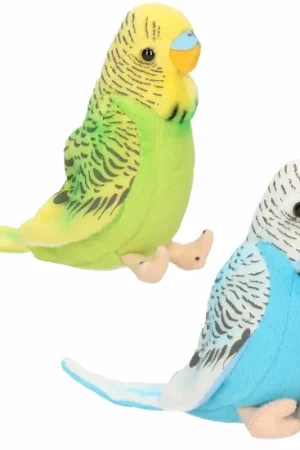Merkproduct Parkieten knuffel setje - pluche - 11 cm - blauw groen - vogels - decoratie - kindercadeau