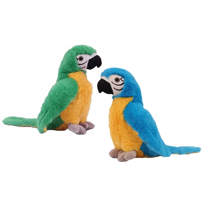 Betaalbaar Papegaai knuffels set 2 - pluche - groen/blauw - 24 cm