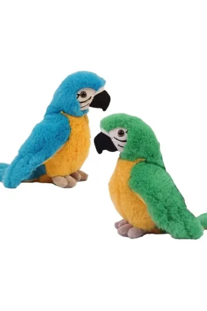 Papegaai knuffels set 2 stuks - pluche - 20 cm - groen/blauw Snelle Levering