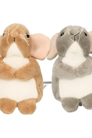 Muizen knuffel set van 2 - pluche - grijs/bruin - 11 cm Koop Online