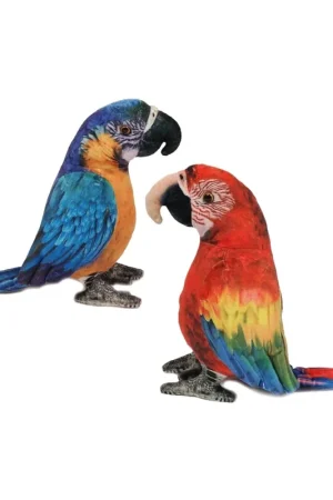 Express Levering Papegaai knuffels set van 2 - pluche - 20 cm - rood/blauw
