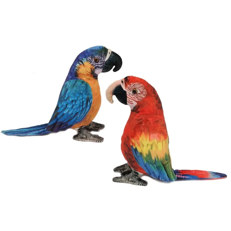Express Levering Papegaai knuffels set van 2 - pluche - 20 cm - rood/blauw