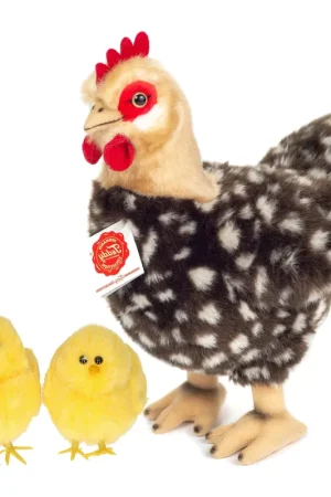 Koopje Pluche kip knuffel - 24 cm - met kuikens - paasdecoratie
