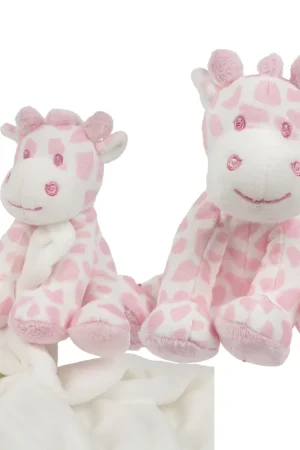 Beperkt Aanbod Suki Gifts giraffe baby knuffelset - pluche - roze/wit