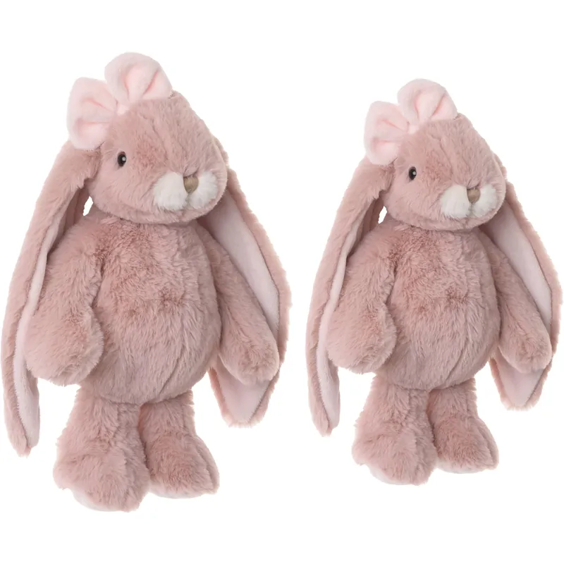 Bukowski konijnen knuffel set - oud roze - 22 en 30 cm - pluche Actieprijs