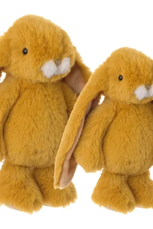 Op = Op Bukowski konijnen knuffel set - okergeel - pluche - 22 en 30 cm