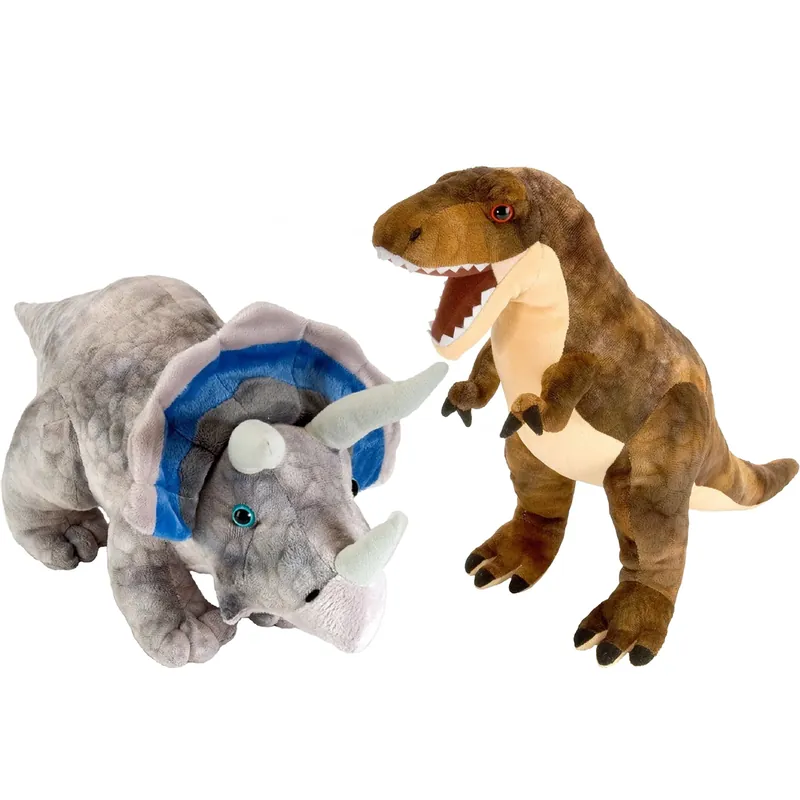 Hoge Kwaliteit Wild Republic dinosaurus knuffels - T-rex & Triceratops - 25 cm