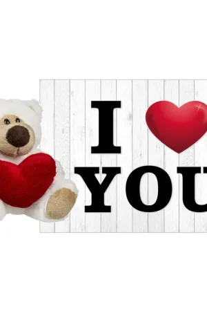 Favoriet Valentijn beertje - pluche - 15 cm - hartjes - knuffelcadeau