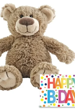 Goedkoop Verjaardag knuffelbeer - pluche - 40 cm - Happy Birthday kaart