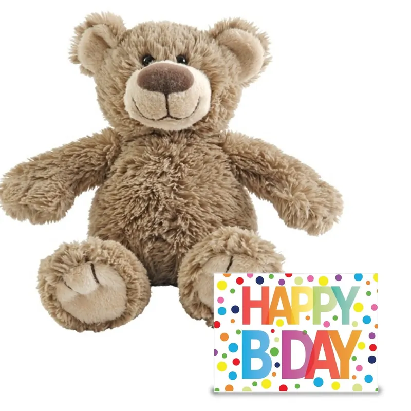 Goedkoop Verjaardag knuffelbeer - pluche - 40 cm - Happy Birthday kaart