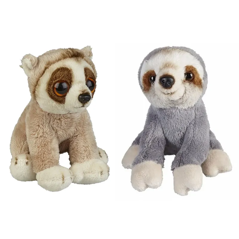 Must-Have Bosdieren pluche knuffels 2-delig - aapje en luiaard - 15 cm