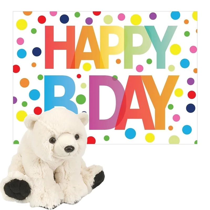 IJsbeer knuffel - pluche - 20 cm - met Happy Birthday kaart Shop Nu