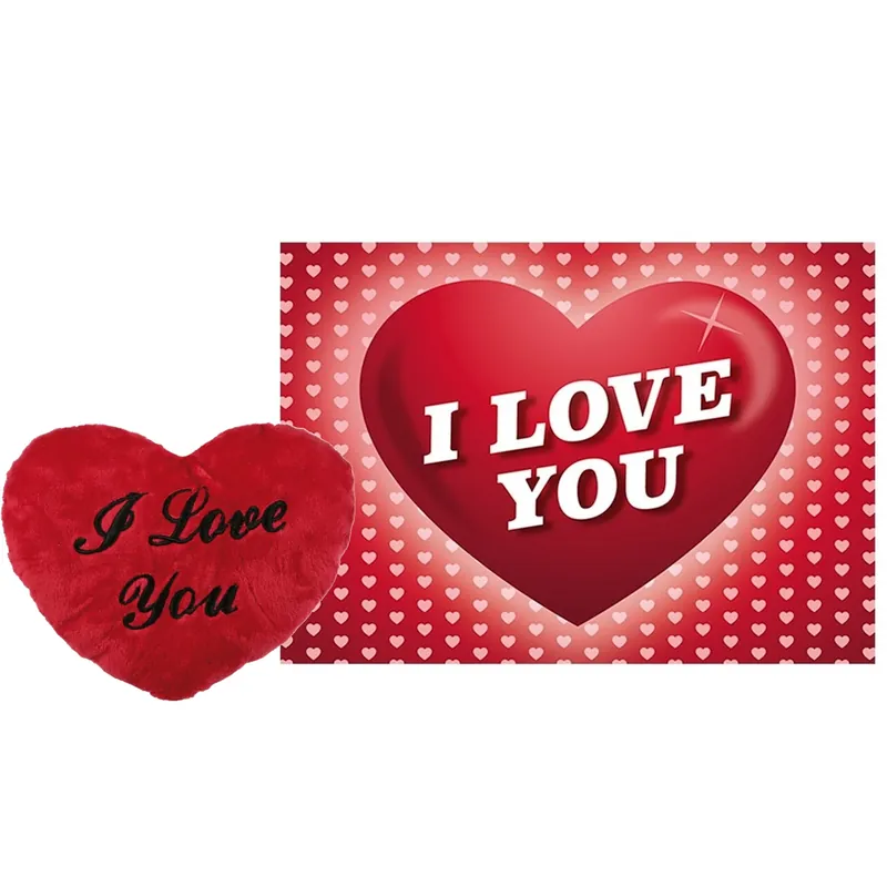 Weekendaanbieding Pluche knuffel kussen rood - I Love You - 60 cm