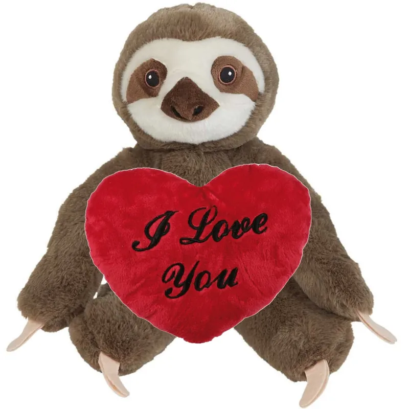 Valentijn Love cadeau set - luiaard knuffel - 23 cm - hartje Direct Beschikbaar