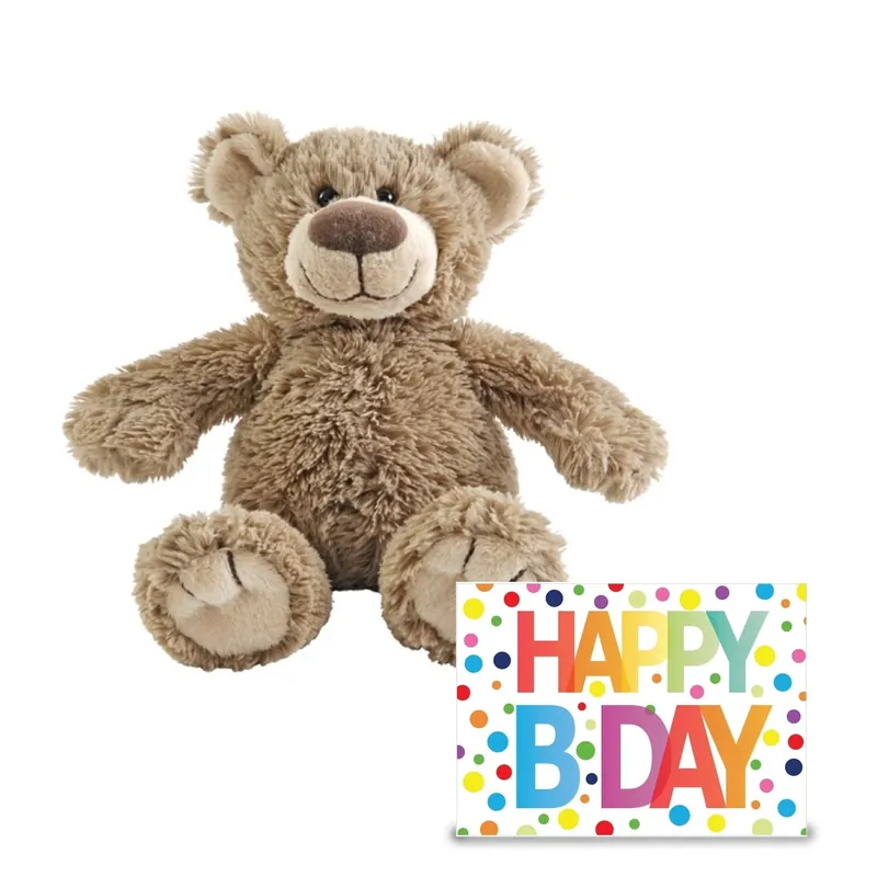 Verjaardag cadeau knuffelbeer - pluche - 22 cm - Happy Birthday kaart Koop Vandaag